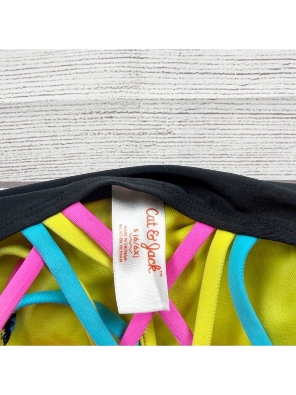 Cat & Jack Girls Multicolor Striped One Piece Swimsuit Crossback Straps S 6 6X - Picture 2 of 3